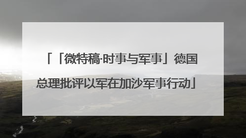 「微特稿·时事与军事」德国总理批评以军在加沙军事行动