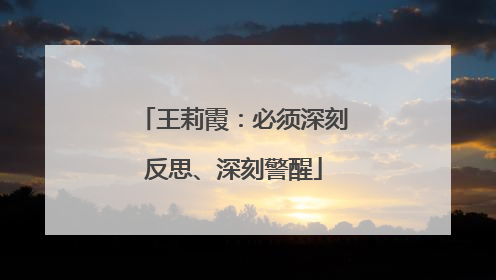 王莉霞：必须深刻反思、深刻警醒