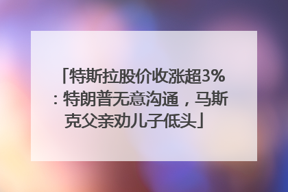 特斯拉股价收涨超3%：特朗普无意沟通，马斯克父亲劝儿子低头