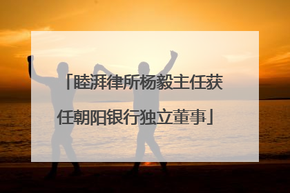 睦湃律所杨毅主任获任朝阳银行独立董事
