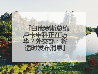 白俄罗斯总统卢卡申科正在访华？外交部：将适时发布消息