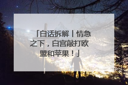 白话拆解丨情急之下，白宫敲打欧盟和苹果！