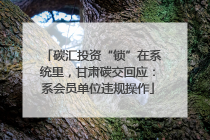 碳汇投资“锁”在系统里，甘肃碳交回应：系会员单位违规操作