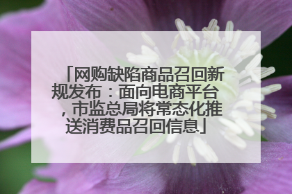 网购缺陷商品召回新规发布：面向电商平台，市监总局将常态化推送消费品召回信息