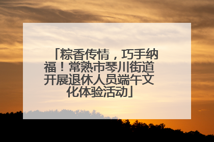 粽香传情，巧手纳福！常熟市琴川街道开展退休人员端午文化体验活动