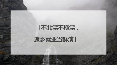 不北漂不横漂，返乡就业当群演
