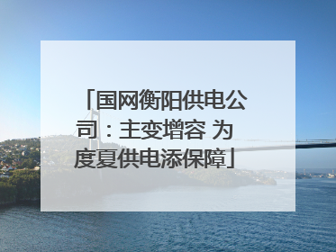 国网衡阳供电公司：主变增容 为度夏供电添保障