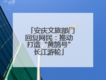 安庆文旅部门回复网民：推动打造“黄鹄号”长江游轮