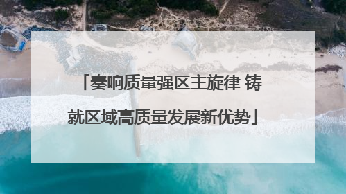奏响质量强区主旋律 铸就区域高质量发展新优势