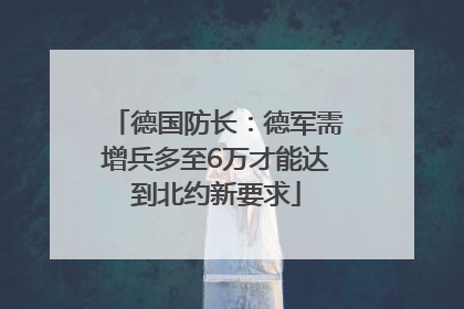 德国防长：德军需增兵多至6万才能达到北约新要求