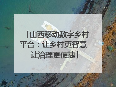 山西移动数字乡村平台：让乡村更智慧 让治理更便捷