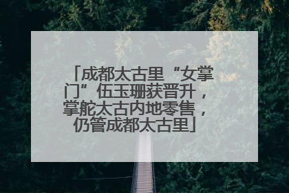成都太古里“女掌门”伍玉珊获晋升，掌舵太古内地零售，仍管成都太古里