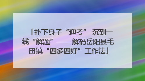 扑下身子“迎考” 沉到一线“解题”——解码岳阳县毛田镇“四多四好”工作法