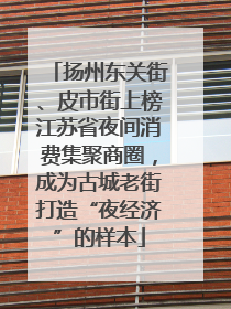 扬州东关街、皮市街上榜江苏省夜间消费集聚商圈，成为古城老街打造“夜经济”的样本