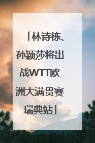 林诗栋、孙颖莎将出战WTT欧洲大满贯赛瑞典站