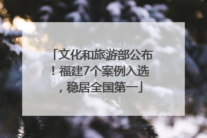 文化和旅游部公布！福建7个案例入选，稳居全国第一
