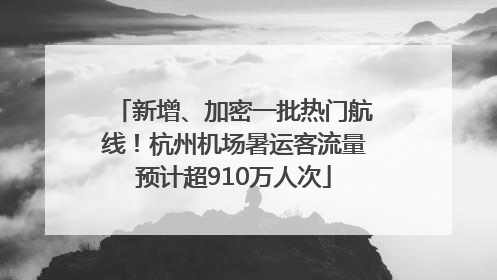 新增、加密一批热门航线！杭州机场暑运客流量预计超910万人次