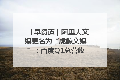 早资道｜阿里大文娱更名为“虎鲸文娱”；百度Q1总营收325亿元超预期