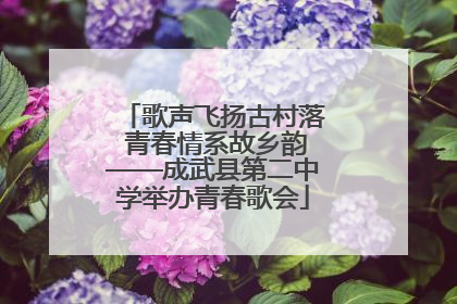 歌声飞扬古村落 青春情系故乡韵——成武县第二中学举办青春歌会