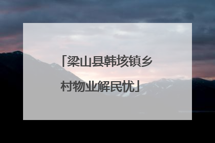 梁山县韩垓镇乡村物业解民忧