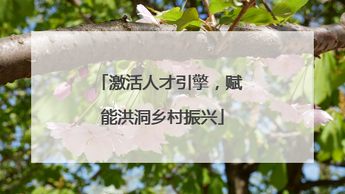 激活人才引擎，赋能洪洞乡村振兴