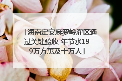 海南定安麻罗岭灌区通过关键验收 年节水199万方惠及十万人