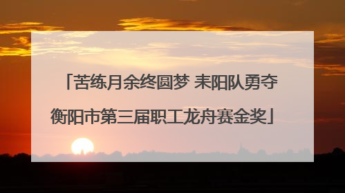 苦练月余终圆梦 耒阳队勇夺衡阳市第三届职工龙舟赛金奖