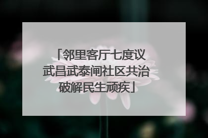 邻里客厅七度议 武昌武泰闸社区共治破解民生顽疾