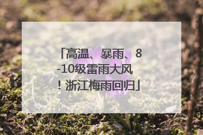 高温、暴雨、8-10级雷雨大风！浙江梅雨回归
