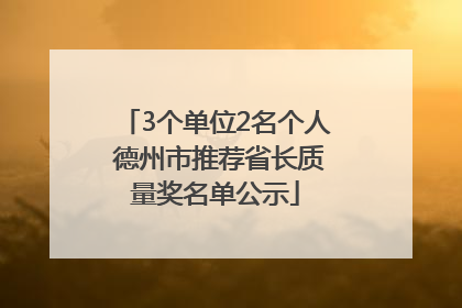 3个单位2名个人 德州市推荐省长质量奖名单公示