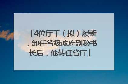 4位厅干（拟）履新，卸任省级政府副秘书长后，他转任省厅